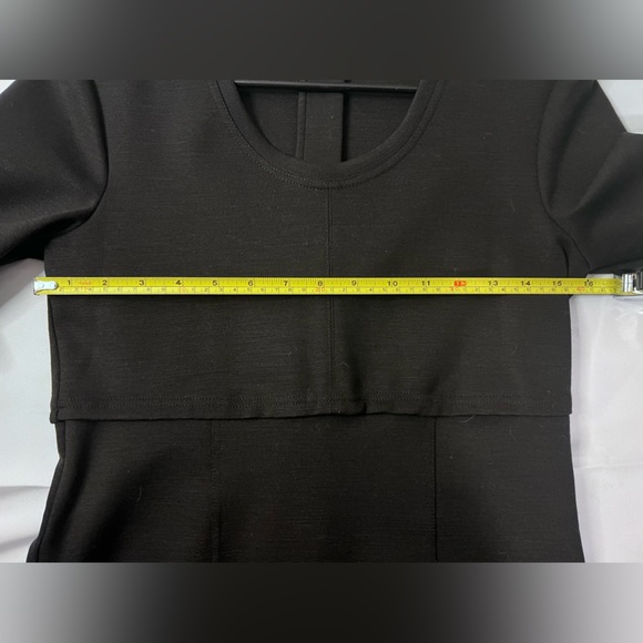 Burberry Brit Woman's Sz 6 Black Wool Blend Nova Check Cuffs Round Neck Dress